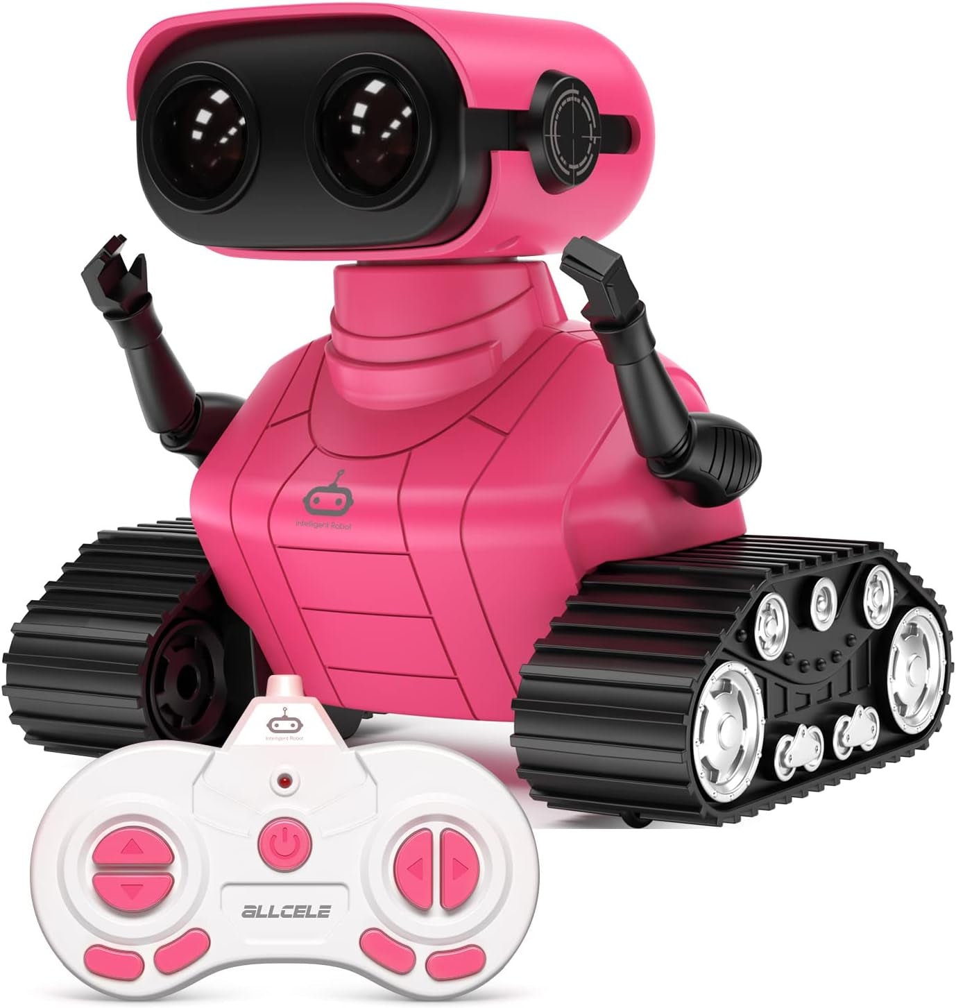 Girls Robot Toy, Rechargeable RC Robot for Kids, Remote Control Toy with Music and LED Eyes, Gift for Children Age 3 Years and up - Pink